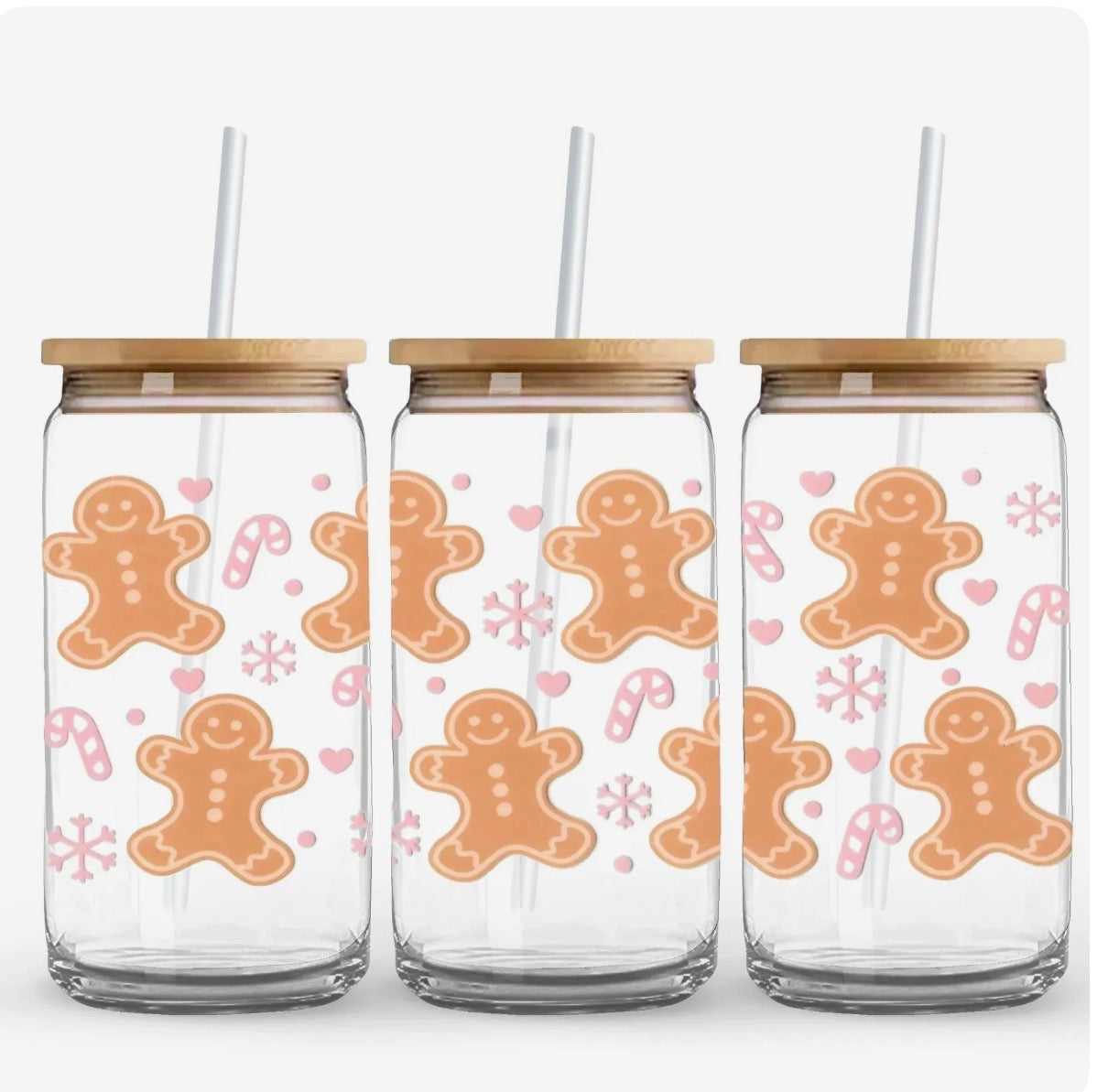 Gingerbread Glass Can Cup – 16oz