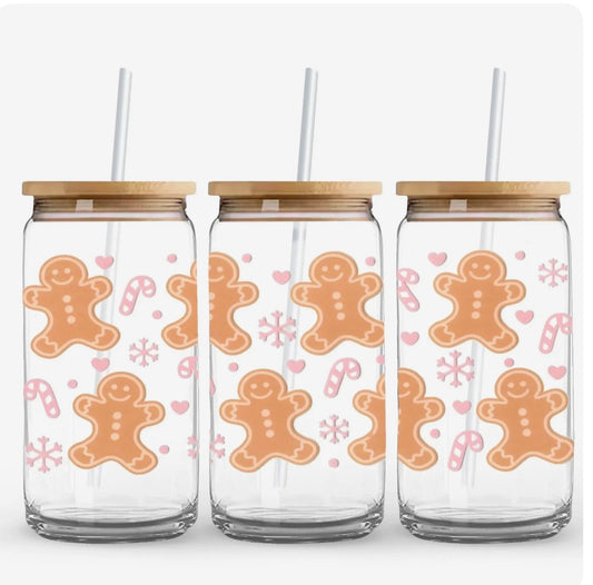 Gingerbread Glass Can Cup – 16oz
